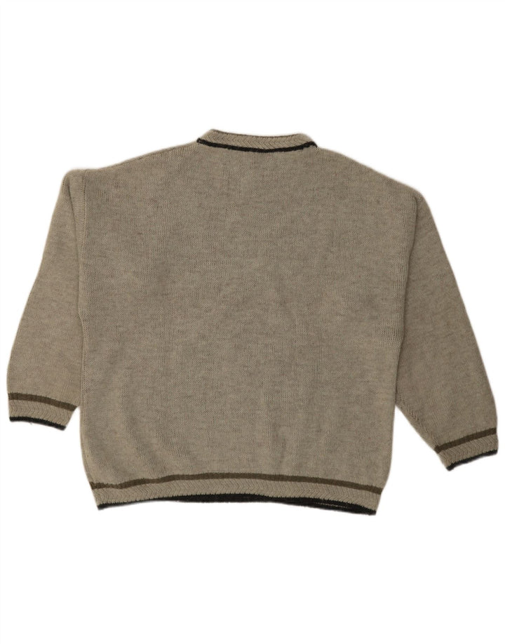 Iceland Mens Graphic Crew Neck Jumper Sweater XL Grey Argyle/Diamond Wool