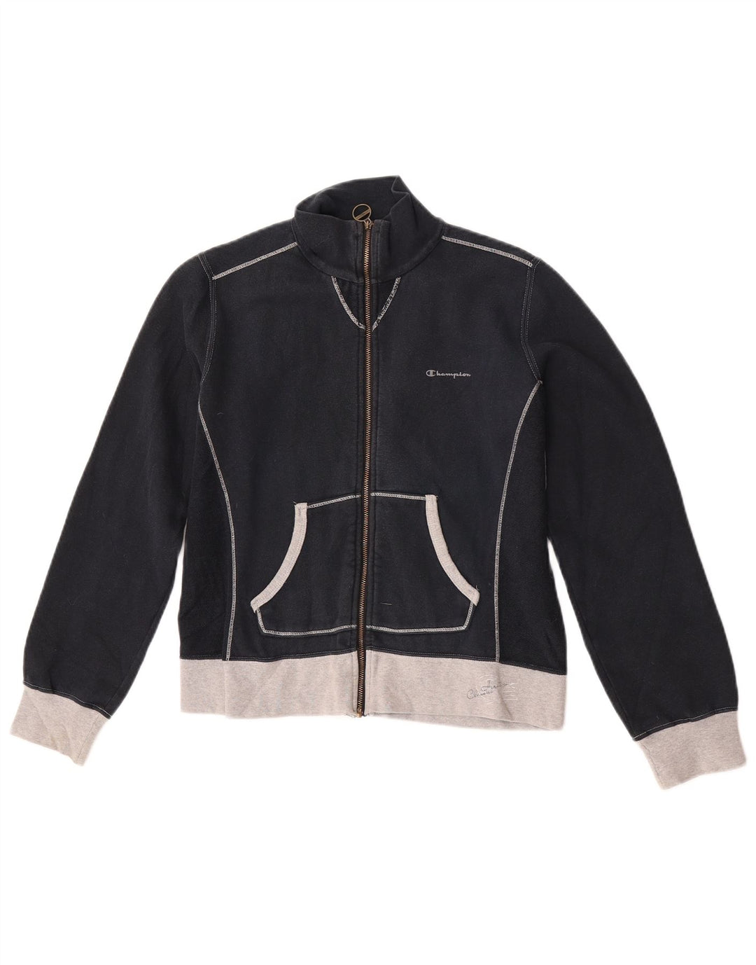 Champion Womens Tracksuit Top Jacket UK 14 Medium Navy Blue