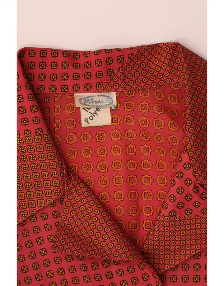 Vintage Womens Shirt Blouse UK 16 Large Red Geometric Polyester