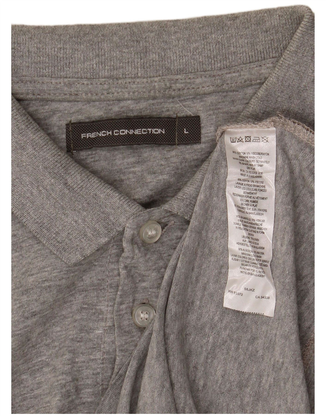 French Connection Mens Polo Shirt Large Grey Flecked Cotton