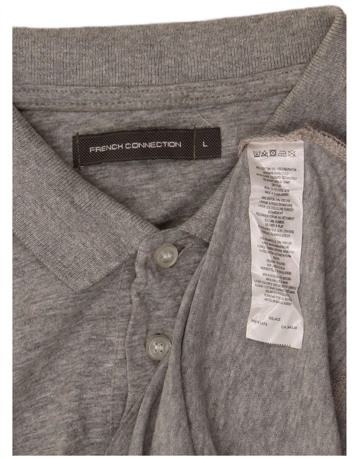 French Connection Mens Polo Shirt Large Grey Flecked Cotton