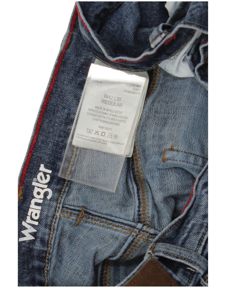 Wrangler Mens Regular Fit Straight Jeans W42 L30 Blue Cotton
