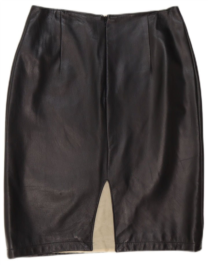 Gai Mattiolo Womens Leather Skirt W28 Medium Black