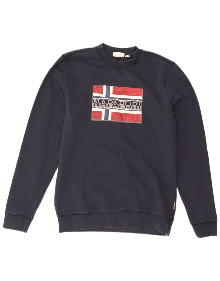 Napapijri Mens Graphic Sweatshirt Jumper Small Navy Blue