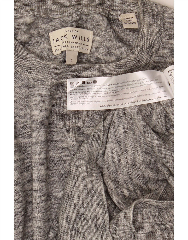 Jack Wills Mens Crew Neck Jumper Sweater Large Grey Flecked Cotton