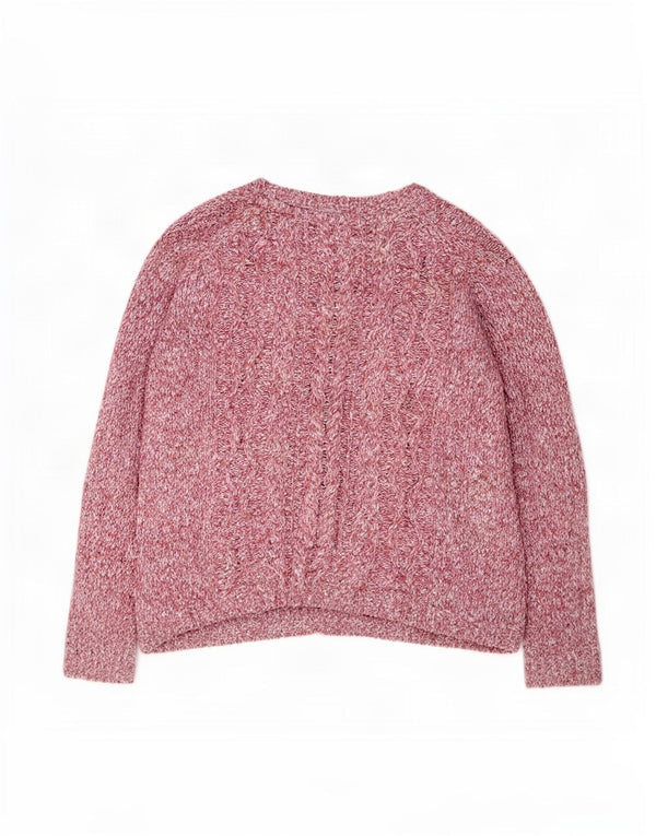 Fedt ansigt kvinders rund hals sweater UK 18 XL Pink Flecked Bomuld