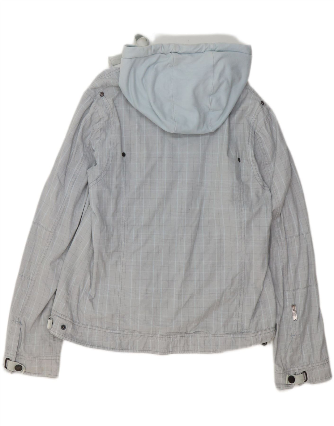 GIGA DX Womens Hooded Bomber Jacket US 14 XL Blue Check Polyester