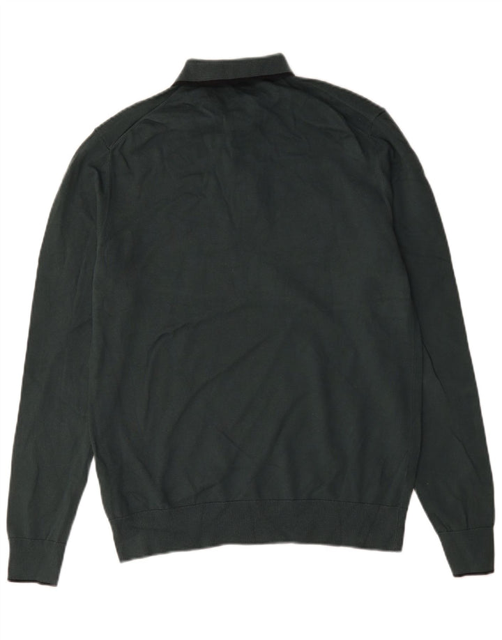 Marks & Spencer Mens Polo Neck Jumper Sweater Medium Green Cotton