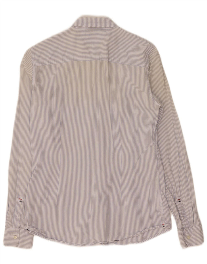 Tommy Hilfiger Womens Shirt US 6 Medium Blue Pinstripe Cotton