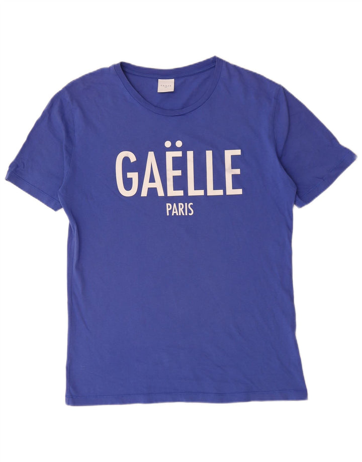 Gaelle Mens Graphic T-Shirt Top Small Blue