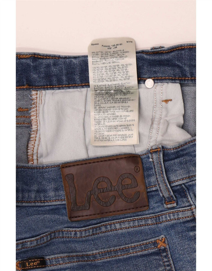 Lee Jean Slim Rider Distressed Homme W32 L31 Bleu Coton