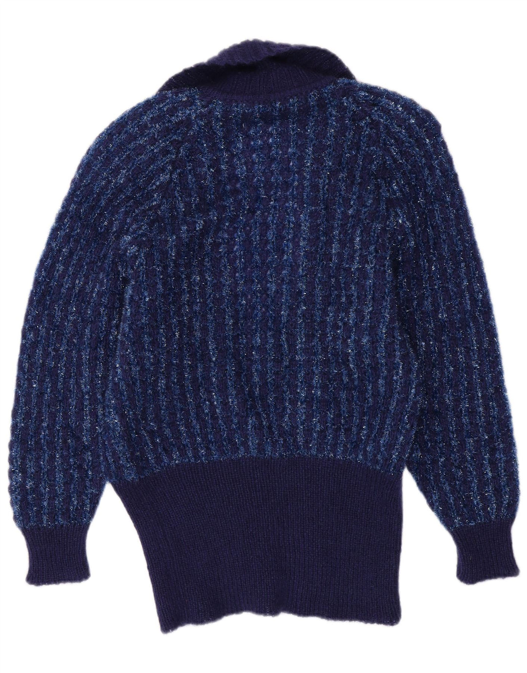 VINTAGE Womens Cardigan Sweater IT 44 Medium Navy Blue Striped