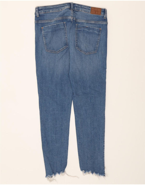 Zara Γυναικεία Skinny Distressed Cropped Jeans EU 42 Large W32 L26 Blue Cotton