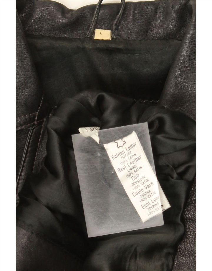Vintage Womens Leather Biker Jacket UK 14 Large Black Leather
