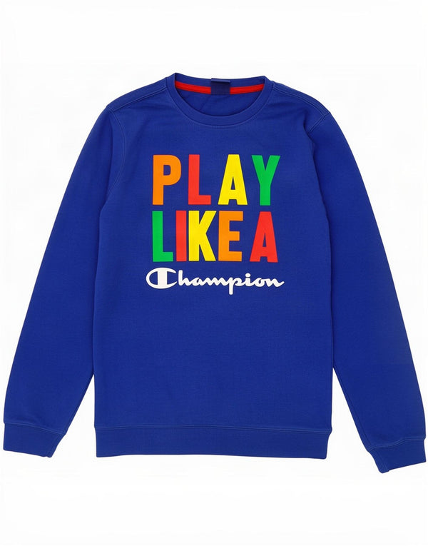 Champion Boys Grafisk Sweatshirt Jumper 13-14 år XL Blå Bomuld