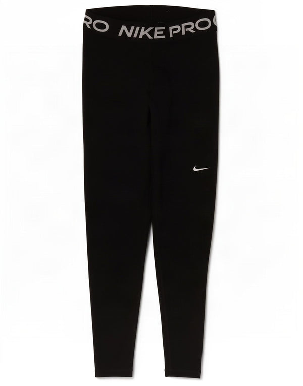 Nike Damen Dri Fit Graphic Leggings UK 14 Medium Schwarz