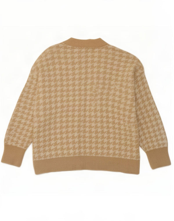 Topshop Dame oversized cardigan sweater UK 10 Small Beige Houndstooth