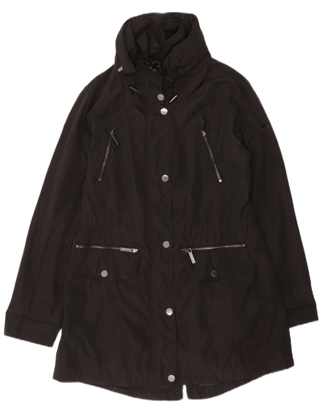 Michael Kors Womens Hooded Parka Jacket UK 10 Small Black Polyester