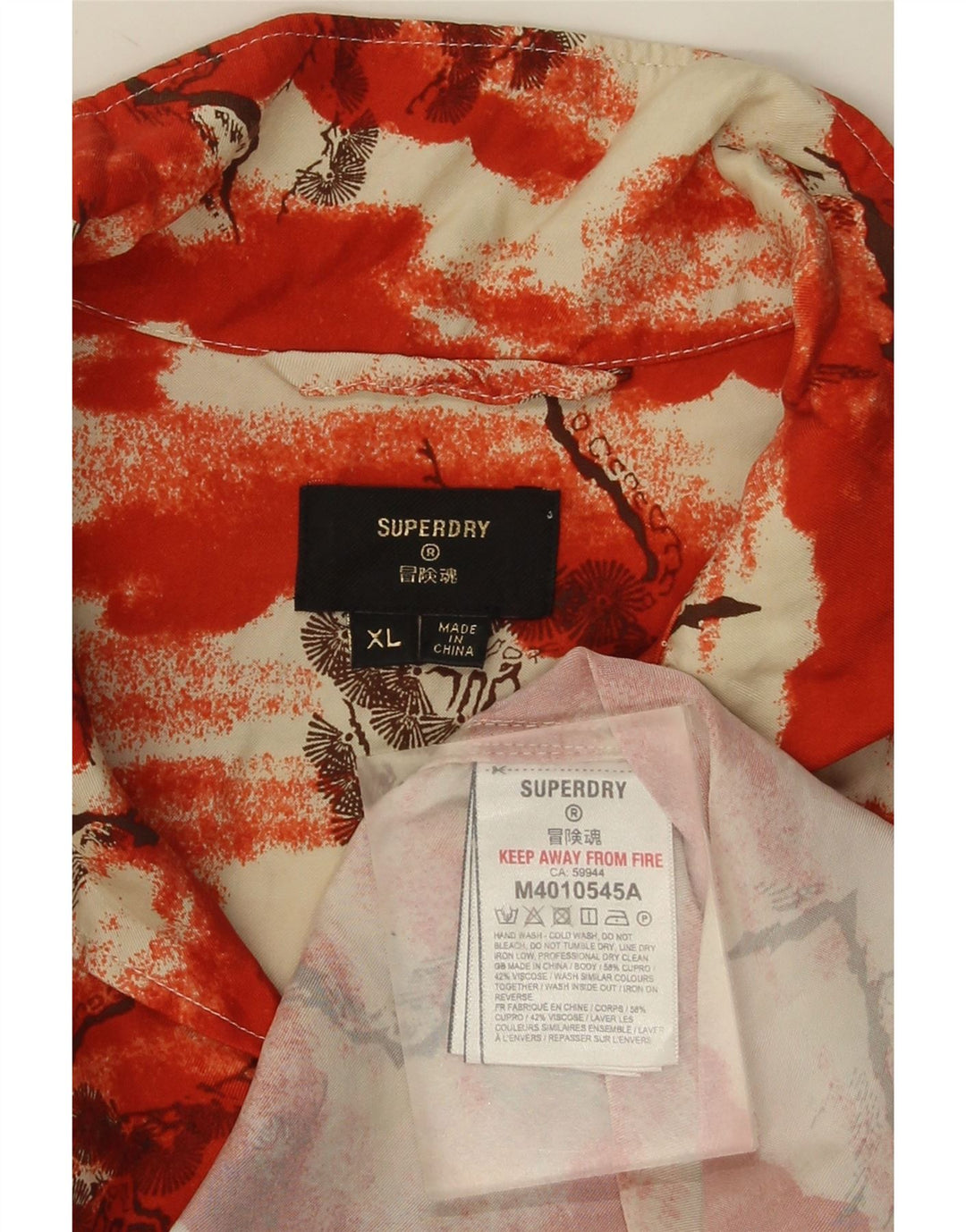 Superdry Mens Short Sleeve Shirt XL Red Tie Dye Cupro