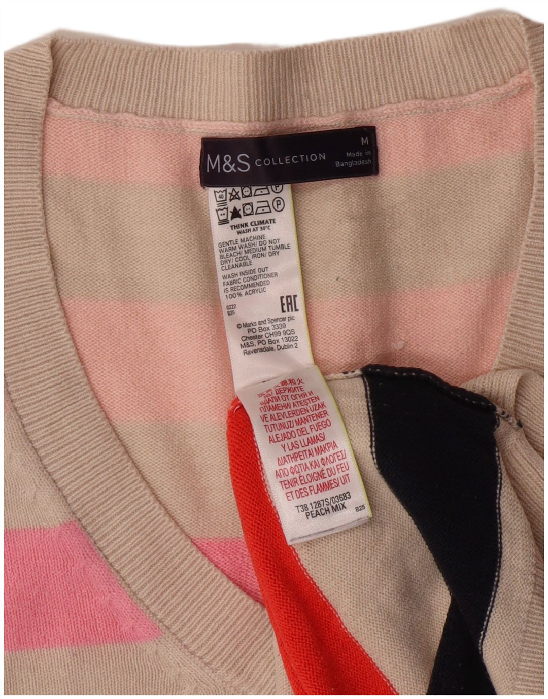 MARKS & SPENCER Dame V-hals sweater UK 14 Medium Flerfarvet
