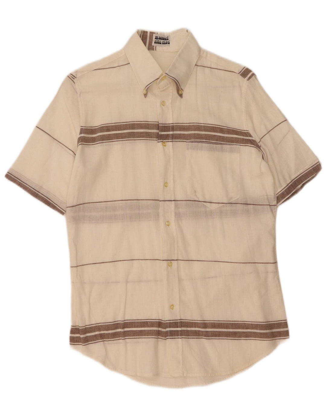 MANUEL RITZ PIPO Mens Shirt Size 39 15 1/2 Medium Off White Striped
