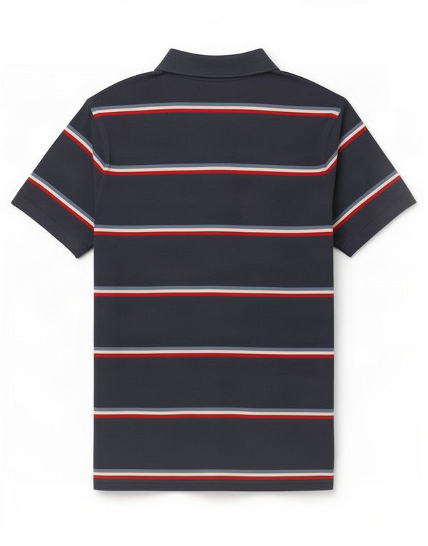 Fat Face Mens Loose Fit Polo Shirt Large Navy Blue Striped Cotton