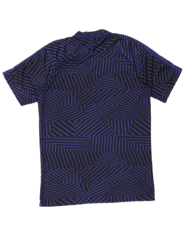 Nike herre Dri Fit T-shirt top mellem marineblå geometrisk polyester