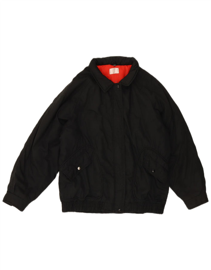 Vintage Womens Windbreaker Jacket UK 18 XL Black Polyethylene