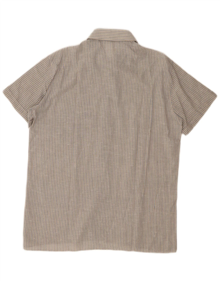 ALTA MODA Mens Short Sleeve Shirt Size 43 Large Multicoloured Striped