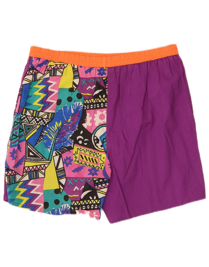 Vintage Herre Shorts Medium W32 Lilla Geometrisk Bomuld