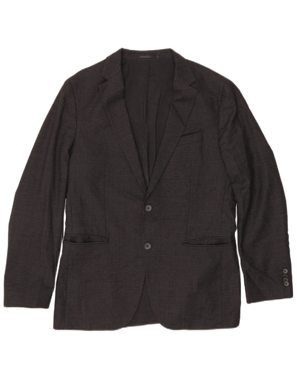 Hugo Boss Mens 2 Button Blazer Jacket UK 50 Large Black Virgin Wool