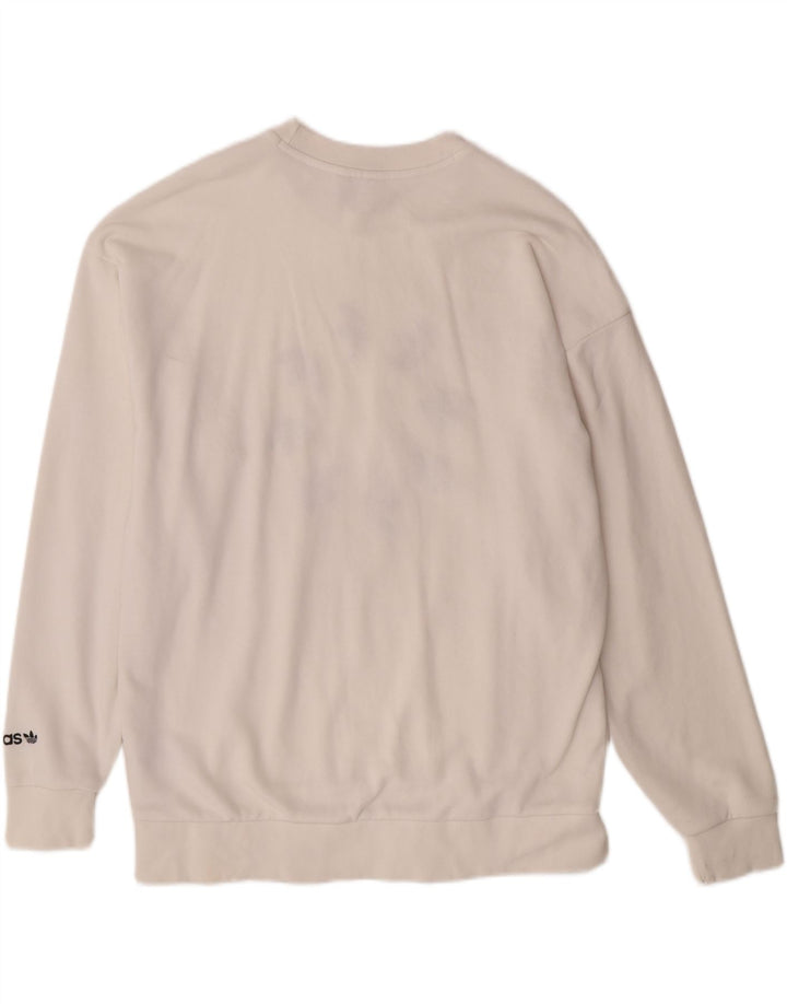 ADIDAS Damen-Sweatshirt in Übergröße mit Grafik, Gr. 12, mittelgrau, gebrochenes Weiß