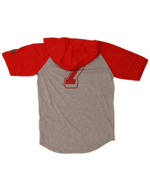 Camiseta Nike masculina com capuz gráfico Top cinza médio algodão colorblock