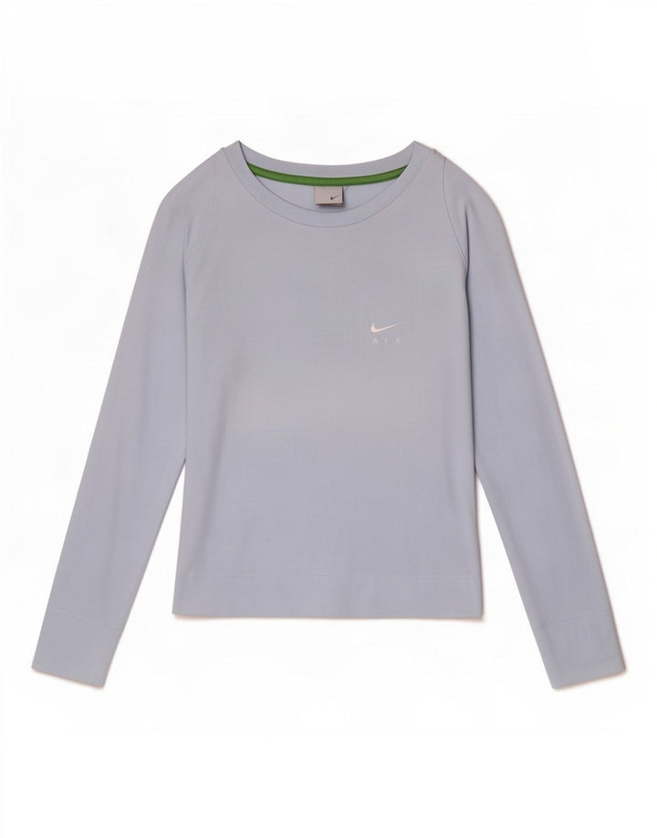 Top Nike da donna a manica lunga UK 10/12 cotone blu medio