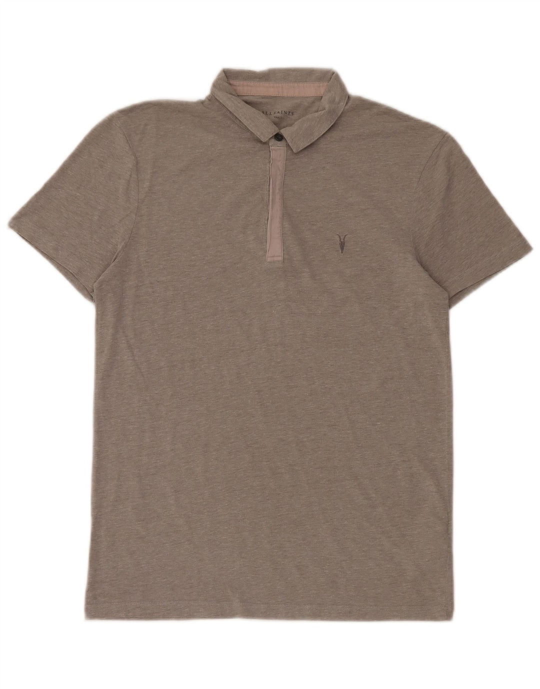 All Saints Polo Shirt til mænd, lille grå stribet bomuld
