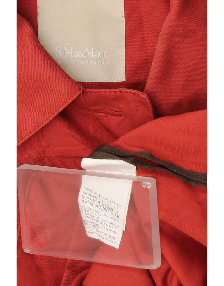 Max Mara Womens Overcoat UK 16 Large Red Cotton