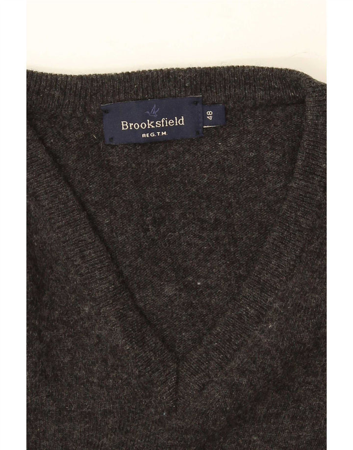 Brooksfield Mens V-Neck Jumper Sweater IT 48 Small Grey