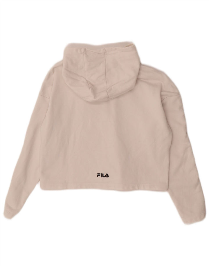 FILA Suéter feminino com capuz e corte gráfico 11-12 anos em algodão branco