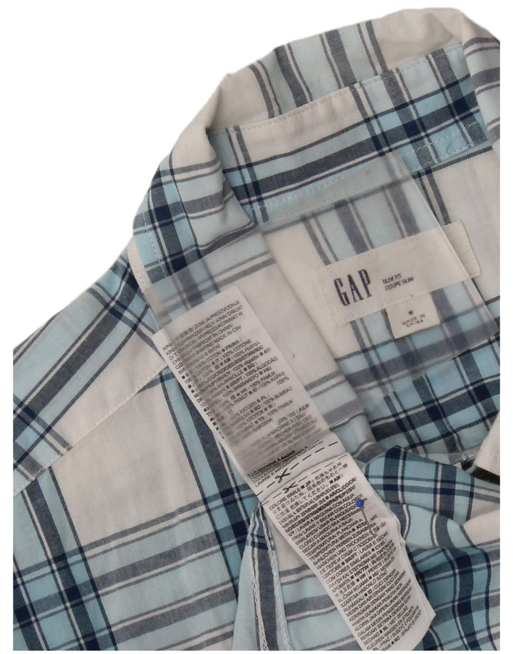 Gap Mens Short Sleeve Slim Fit Shirt Medium White Check Cotton