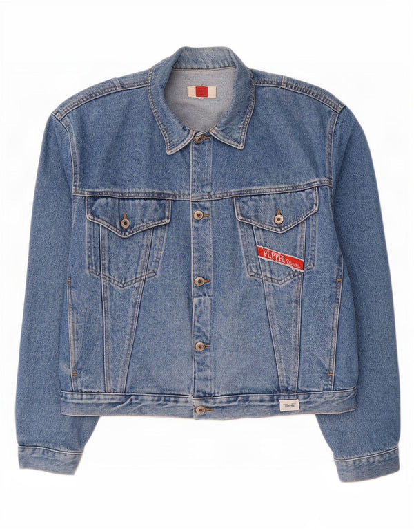Jaqueta jeans masculina vintage UK 42 XL algodão azul