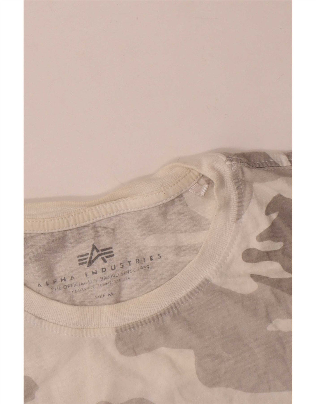 Alpha Industries Mens Graphic T-Shirt Top Medium Grey Camouflage Cotton