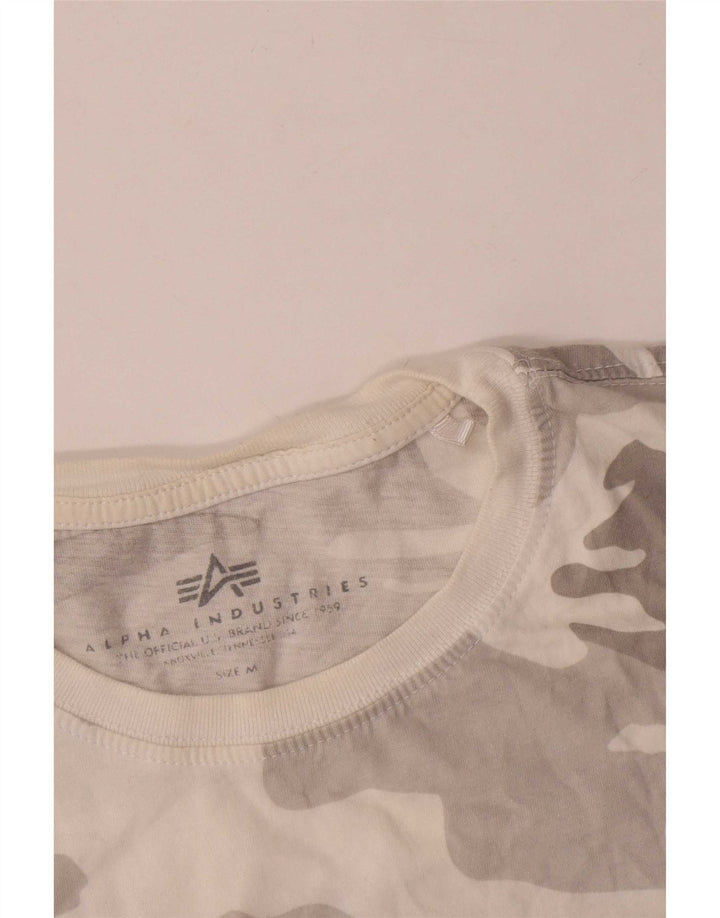 Alpha Industries Mens Graphic T-Shirt Top Medium Grey Camouflage Cotton