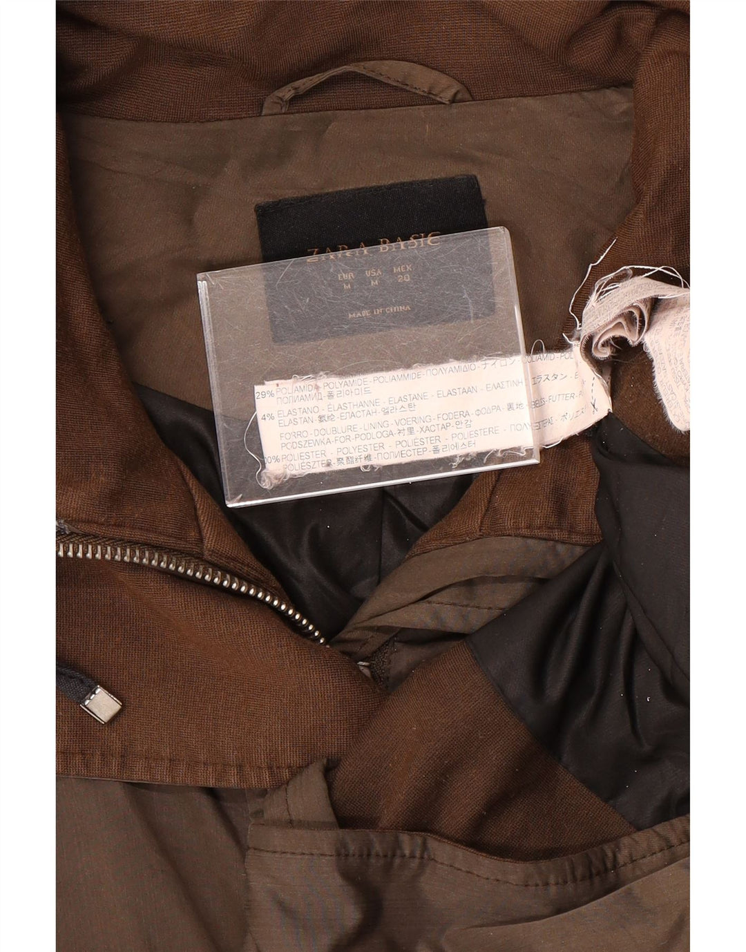 Zara Dame Parka Jacket UK 14 Medium Brun Polyamid