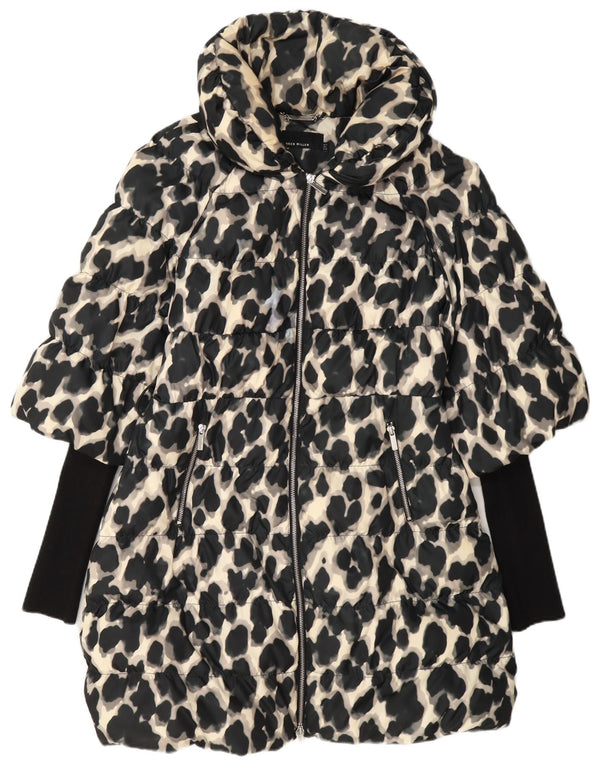 Karen Millen Womens Padded Coat UK 12 Medium Black Animal Print Polyester