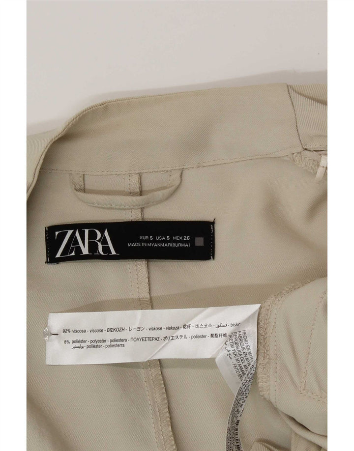 Zara Mujer Blazer Chaqueta UK 10 Small Viscosa Beige
