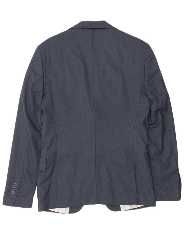 Zara Herre 2-knaps blazerjakke EU 46 Small Navy Blue Viscose