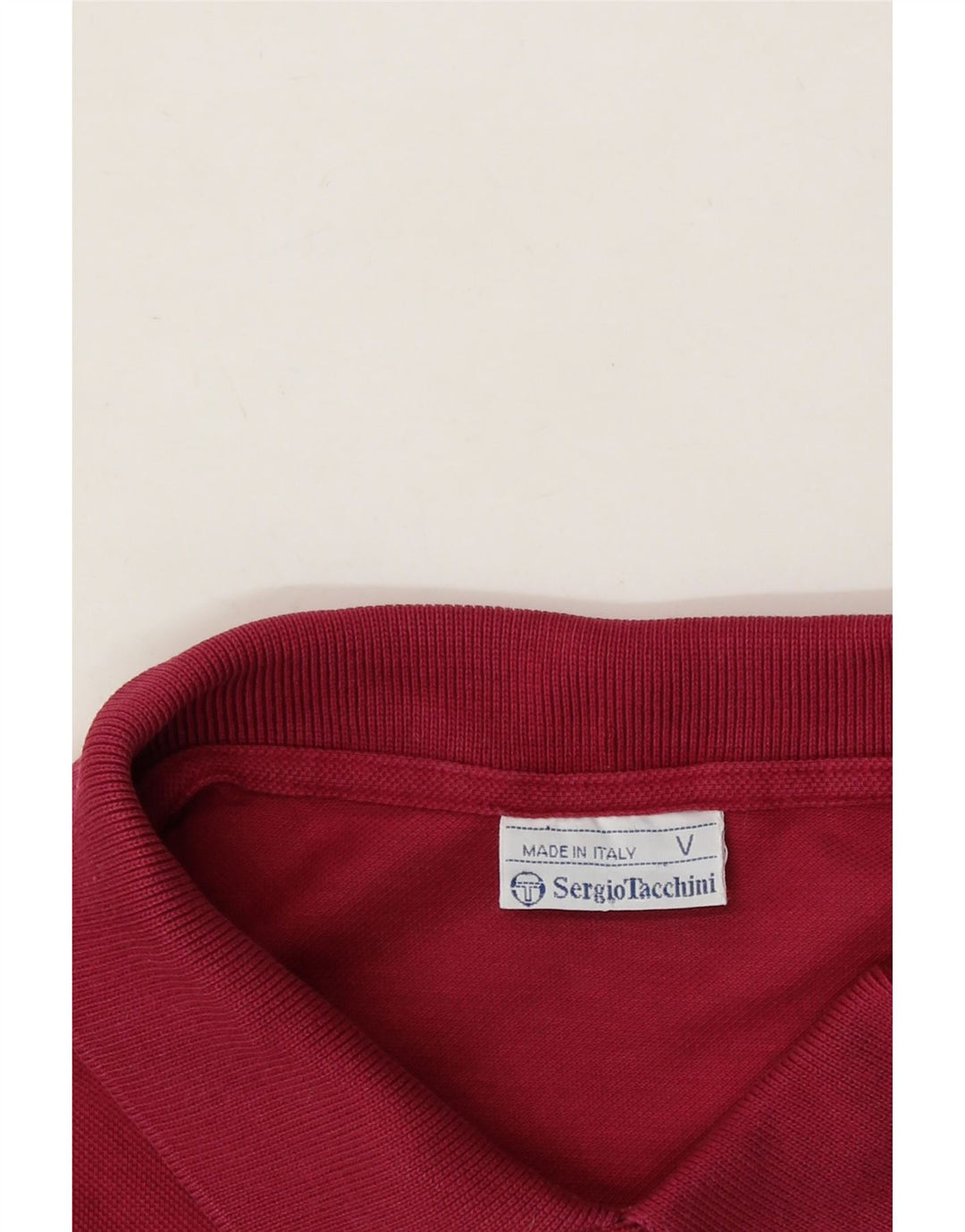 SERGIO TACCHINI Mens Polo Shirt IT 50 Medium Burgundy Cotton Vintage Sergio Tacchini and Second-Hand Sergio Tacchini from Messina Hembry 