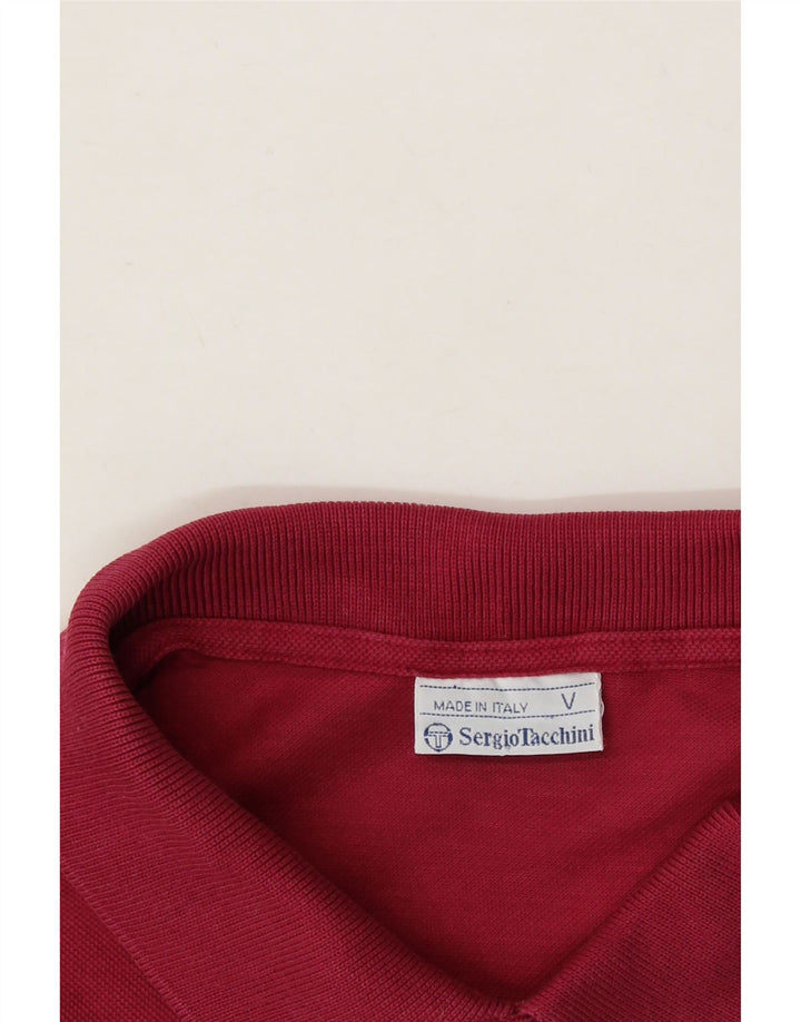 SERGIO TACCHINI Mens Polo Shirt IT 50 Medium Burgundy Cotton Vintage Sergio Tacchini and Second-Hand Sergio Tacchini from Messina Hembry 