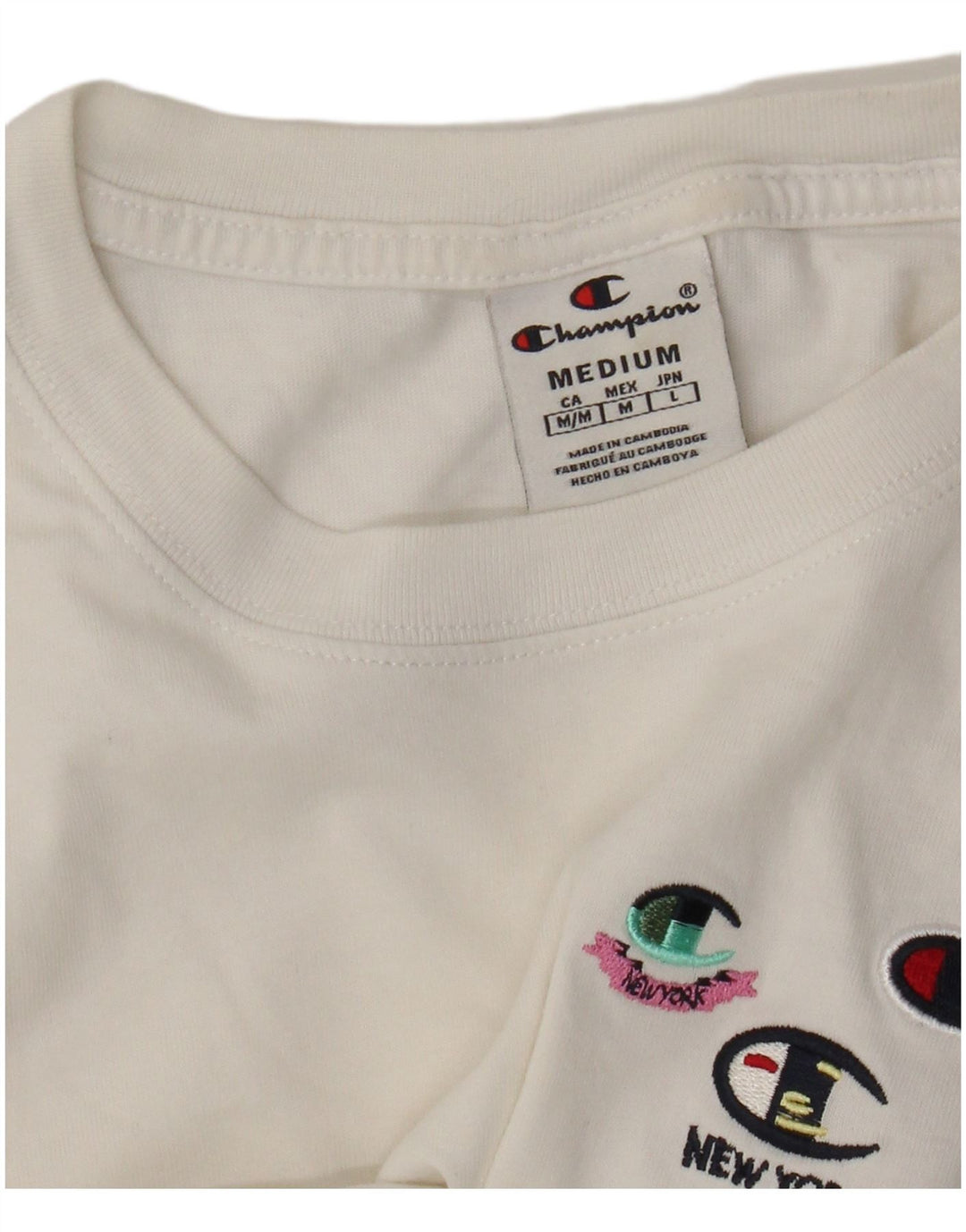 Champion Womens Graphic T-Shirt Top UK 12 Medium White