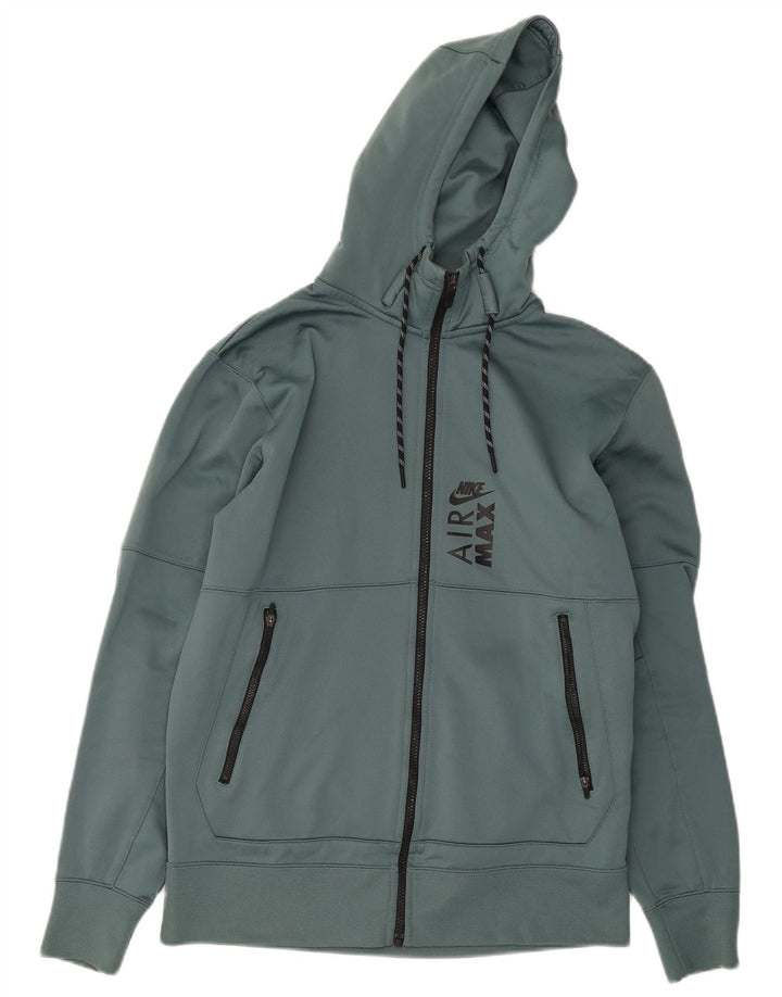 Felpa con cappuccio e zip grafica Nike Therma-Fit da uomo in poliestere verde medio